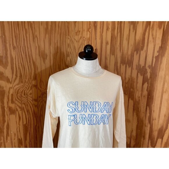 Princess Polly T-Shirt Pullover Top Sunday Funday Long Sleeve Cream Cotton Sz 4 - Picture 4 of 9